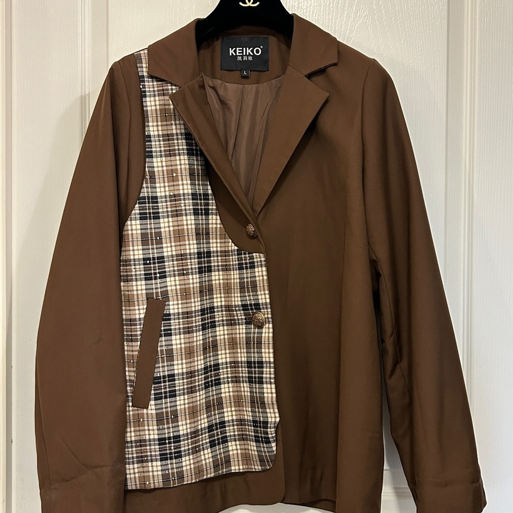 Brown Plaid Women's Jacket